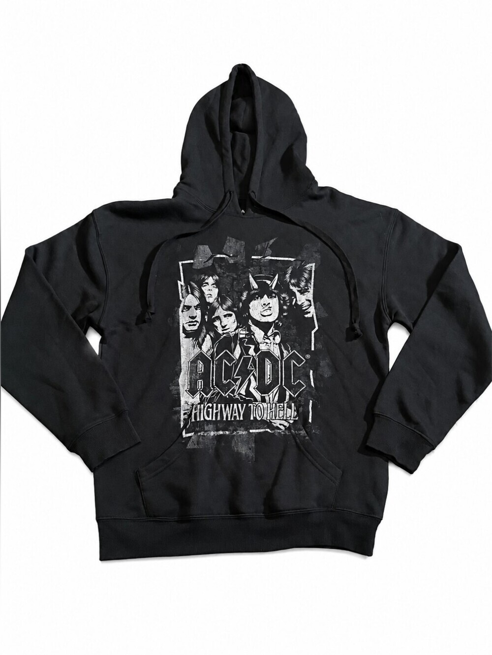 AC/DC Highway to Hell Juniors XXS Black Graphic Hoodie Distressed Rock Band